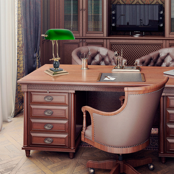 Светильник настольный из мрамора GALANT, основание - зеленый мрамор с золотистой отделкой, 231488 - Настольные наборы и аксессуары из мрамора