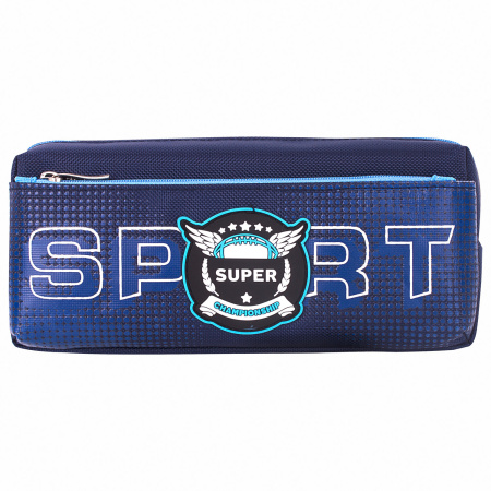 Пенал ЮНЛАНДИЯ, 2 отделения, полиэстер, "Super", синий, 21х6х9 см, 270277 - Пеналы мягкие
