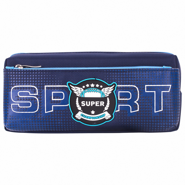 Пенал ЮНЛАНДИЯ, 2 отделения, полиэстер, "Super", синий, 21х6х9 см, 270277 - Пеналы мягкие