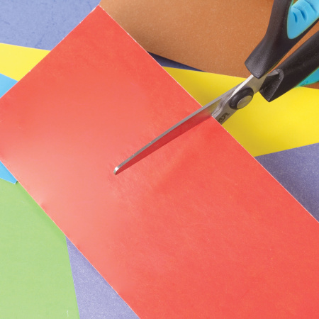 Ножницы ЮНЛАНДИЯ "BASIC", 155 мм, ребристые резиновые вставки, черно-голубые, европодвес, 236991 - Ножницы детские