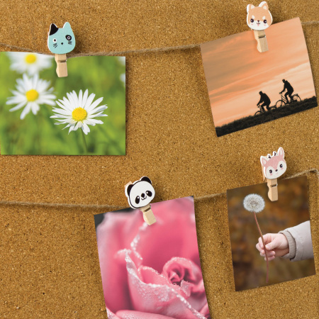 Прищепки декоративные "Забавные животные", 10 штук, 3,5 см, ассорти, со шпагатом, ОСТРОВ СОКРОВИЩ, 662672 - Прищепки для творчества