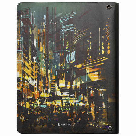 Тетрадь на кольцах А5 (180х220 мм), 80 листов, под кожу, клетка, BRAUBERG VISTA, "Avenue", 112137 - Тетради на кольцах и сменные блоки к ним