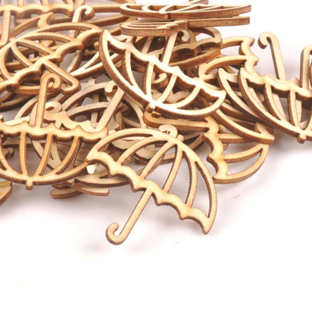 Зонтик из дерева 39*40 мм, толщина 2 мм, 7 шт