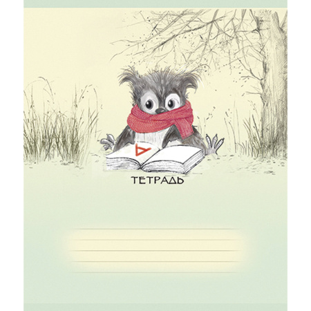 Тетрадь 18 л., ПЗБМ, клетка, конгрев, выборочный лак, "Совёнок Филя" (5 видов), 017064 - Тетради 12-24 листов