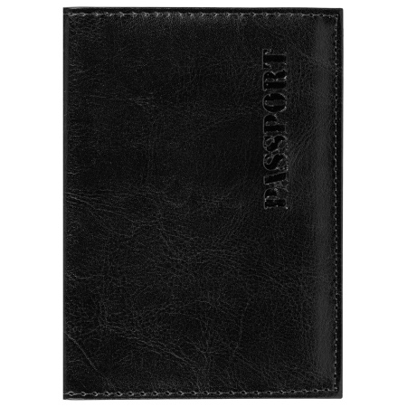 Обложка для паспорта STAFF "Profit", экокожа, мягкая изолоновая вставка, "PASSPORT", черная, 237183 - Обложки для паспорта