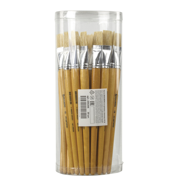 Кисть BRAUBERG, щетина, плоская, № 18, 200206 - Кисти для рисования