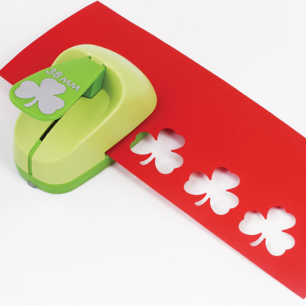 Дырокол фигурный "Листок клевера", диаметр вырезной фигуры 38 мм, ОСТРОВ СОКРОВИЩ, 227169