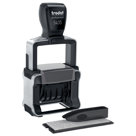 Датер самонаборный металлический, 2 строки+дата, оттиск 41х24 мм, сине-красный, TRODAT 5435, касса в комплекте, 53460 - Датеры