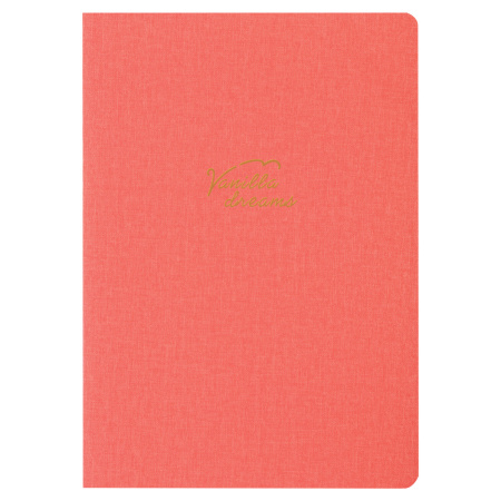 Тетрадь 48 л. в клетку обложка кожзам под лён, сшивка, A5 (147х210мм), КОРАЛЛОВЫЙ, BRAUBERG PASTEL, 403870 - Тетради 40-48 листов