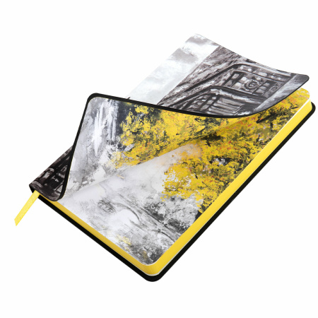 Ежедневник недатированный А5 (138х213 мм), BRAUBERG VISTA, под кожу, гибкий, 136 л., "Old New York", 111991 - Ежедневники с покрытием "под кожу и ткань"