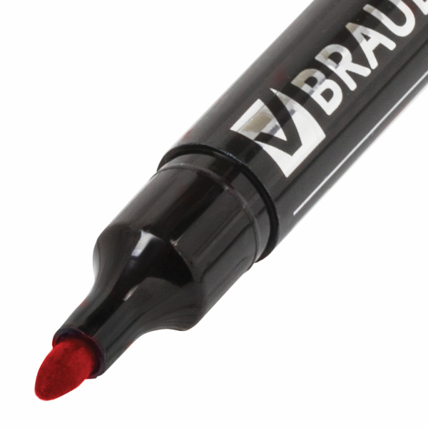 Маркер перманентный BRAUBERG "Contract", КРАСНЫЙ, круглый наконечник, 3 мм, 150467 - Маркеры перманентные