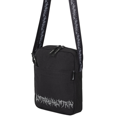 Сумка на плечо BRAUBERG COMPACT с карманом, черная с принтом, 23х17х5 см, 271686 - Сумки-мини на плечо