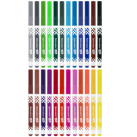 Фломастеры в портфельчике утолщенные 24 цвета, вентилируемый колпачок, BRAUBERG KIDS, 152186 - Фломастеры классические