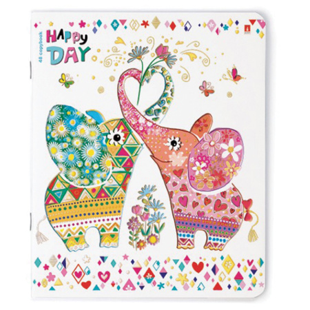 Тетрадь А5 48 л. АЛЬТ скоба, клетка, фольга, конгрев, гибридный лак, "СЧАСТЛИВЫЙ ДЕНЬ" (5 видов), 7-48-829 - Тетради 40-48 листов