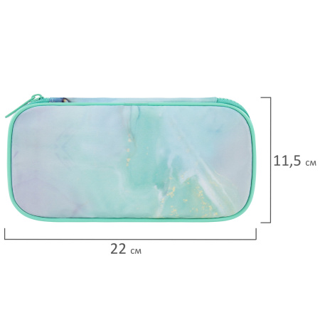 Пенал-органайзер BRAUBERG, 1 отделение, полиэстер, 22x11,5x6 см, "Mint marble", 271571 - Пеналы мягкие
