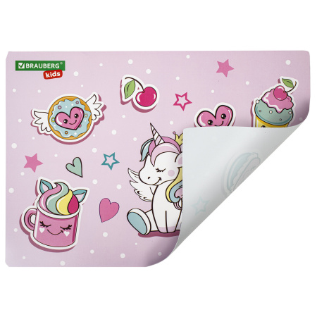 Настольное покрытие BRAUBERG KIDS, А3+, пластик, 46x33 см, "Unicorn dreams", 271730 - Коврики настольные детские