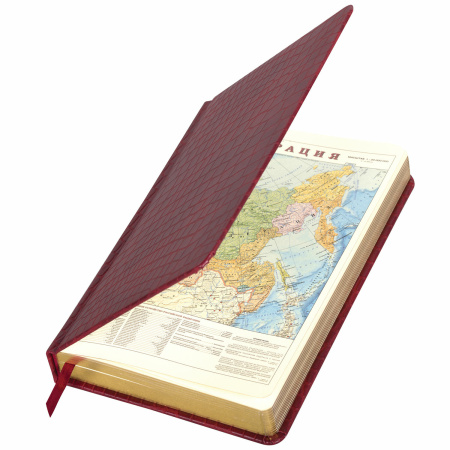 Ежедневник полудатированный А5 (138х213 мм) BRAUBERG "Alligator", под кожу, 192 л., красный, 124987 - Ежедневники с покрытием "под кожу и ткань"