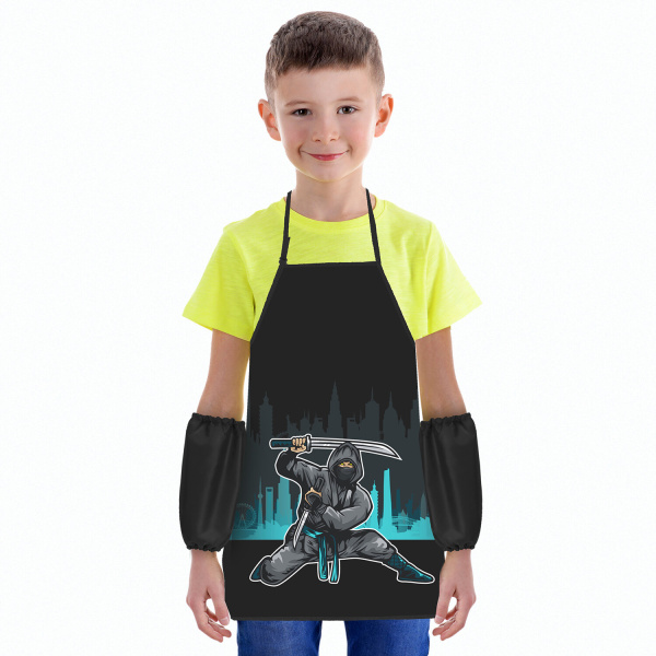 Фартук с нарукавниками для уроков труда ЮНЛАНДИЯ, 45х54 см, "Black Ninja", 271650 - Аксессуары для рисования