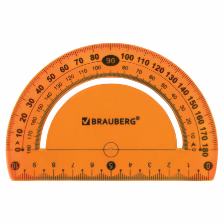 Транспортир 10 см гибкий BRAUBERG "FLEX", пластиковый, 180 градусов, ассорти, европодвес, 210676 - Транспортиры