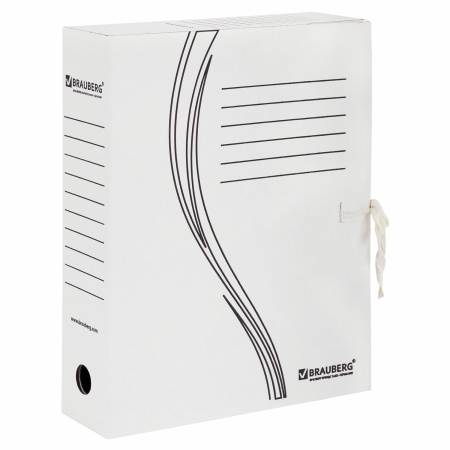 Папка архивная с завязками А4 (325х260 мм), 75 мм, до 700 листов, плотная, микрогофрокартон, БЕЛАЯ, BRAUBERG, 124850 - Накопители документов