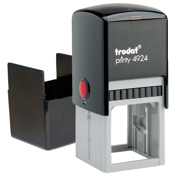 Оснастка для печатей, оттиск D=40 мм и штампов 40х40 мм, синий, TRODAT 4924, корпус черный, крышка, подушка, 52899 - Оснастки для печатей