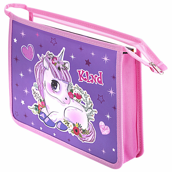 Папка для тетрадей ПИФАГОР А5, 1 отделение, пластик, на молнии, "Happy Unicorn", 271495 - Папки для тетрадей и уроков труда
