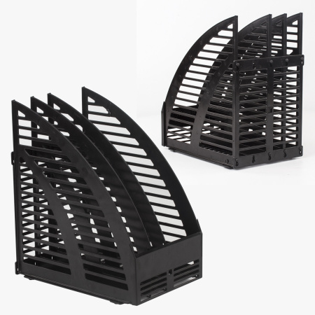 Лоток вертикальный для бумаг STAFF, 245х165х285 мм, 3 отделения, сетчатый, сборный, черный, 237293 - Лотки вертикальные (стойки-уголки)