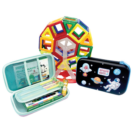 Пенал BRAUBERG KIDS большой удобный с откидной планкой, EVA, 22х15х4 см, "Space out", 271556 - Пеналы каркасные