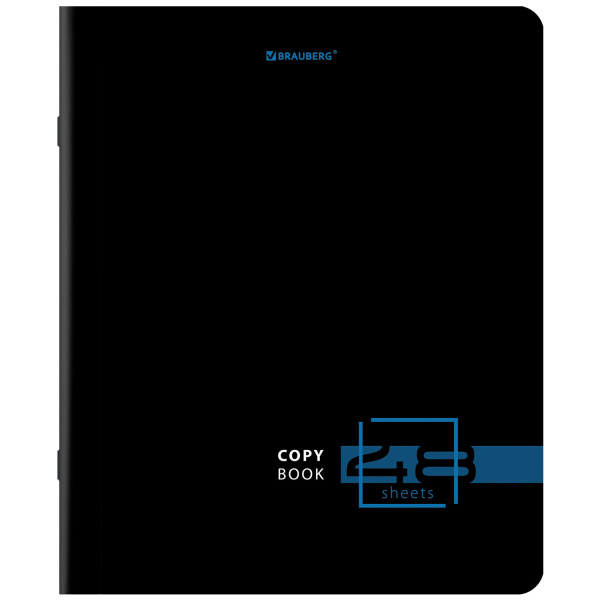 Тетрадь А5, 48 л., BRAUBERG, скоба, клетка, глянцевый лак, "Dark", 1 шт, 404350 - Тетради 40-48 листов