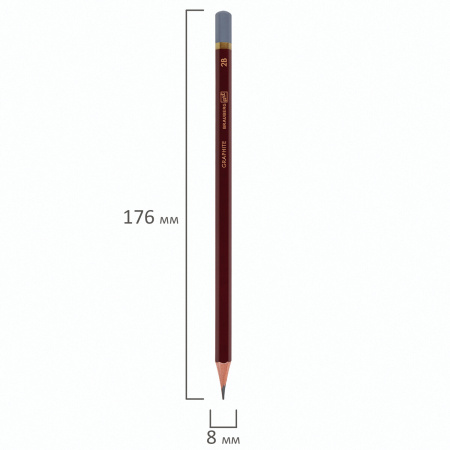 Карандаш чернографитный художественный 2B, 1 шт., BRAUBERG ART "PREMIERE", ВЫСШЕЕ КАЧЕСТВО, 181888 - Карандаши чернографитные