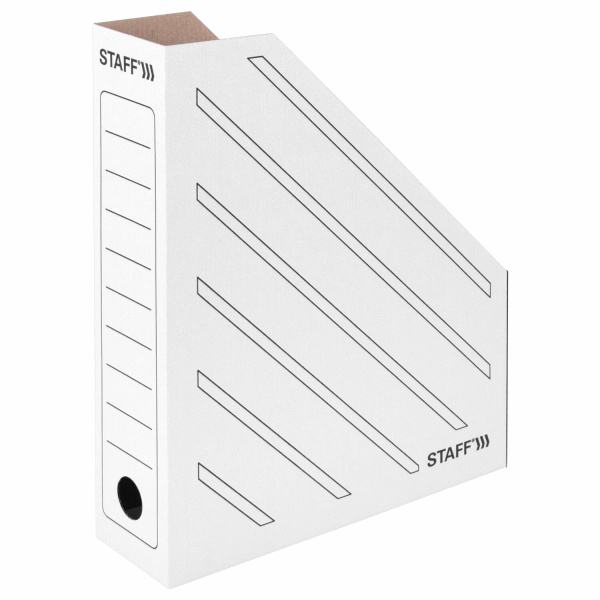 Лоток вертикальный для бумаг (260х320 мм), 75 мм, до 700 листов, микрогофрокартон, STAFF, БЕЛЫЙ, 128881 - Накопители документов