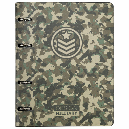 Тетрадь на кольцах А5 (180х220 мм), 80 листов, под кожу, клетка, BRAUBERG VISTA, Military, 112134 - Тетради на кольцах и сменные блоки к ним