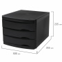 Бокс с 3 выдвижными лотками, корпус чёрный, лотки черные, 235х300х355 мм, BRAUBERG "Office-Expert", 238038 - Блоки закрытых лотков для бумаг