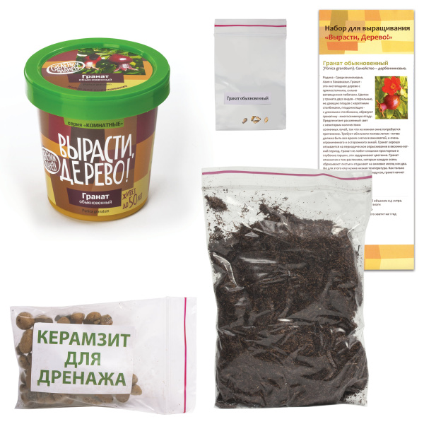 Набор для выращивания растений ВЫРАСТИ ДЕРЕВО! "Гранат обыкновенный" (банка, грунт, семена), zk-014 - Наборы для выращивания растений