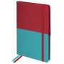 Блокнот А5 (148х218 мм), BRAUBERG "DUO", под кожу с резинкой 80 л., клетка, красный/бирюзовый, 113431 - Бизнес-блокноты и бизнес-тетради