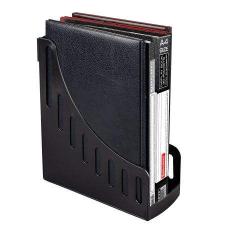 Лоток вертикальный для бумаг широкий BRAUBERG Advanced, 250х100х285 мм, до 900 листов, черный, 237943, 78 - Лотки вертикальные (стойки-уголки)