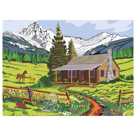 Картина по номерам А3, ОСТРОВ СОКРОВИЩ "ДОМИК В ГОРАХ", С АКРИЛОВЫМИ КРАСКАМИ, картон, кисть, 661635 - Картины по номерам