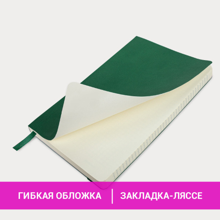 Блокнот А5 (130х210 мм), BRAUBERG ULTRA, под кожу, 80 г/м2, 96 л., клетка, темно-зеленый, 113007 - Бизнес-блокноты и бизнес-тетради
