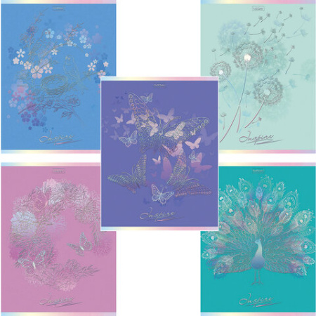 Тетрадь А5, 48 л., HATBER, скоба, клетка, матовая ламинация, 3D, "Вдохновение", 1 шт,  48Т5лофВ1