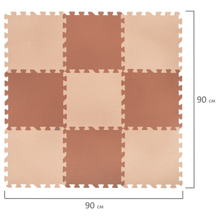 Коврик-пазл напольный 0,9х0,9 м, мягкий, бежевый, 9 элементов 30х30 см, толщина 1 см, ЮНЛАНДИЯ, 664661 - Игрушки развивающие