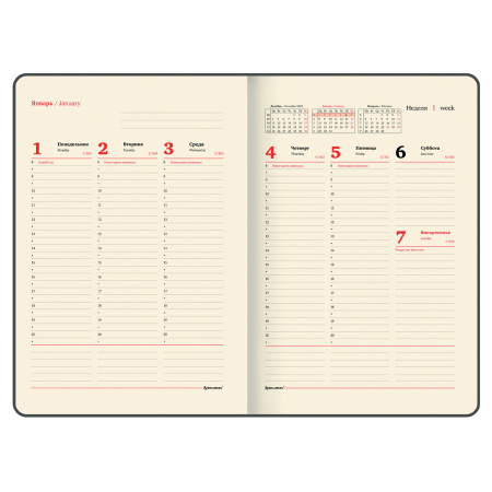 Еженедельник датированный 2024 БОЛЬШОЙ ФОРМАТ 210х297 мм А4, BRAUBERG "Imperial", под кожу, синий, 115010 - Еженедельники
