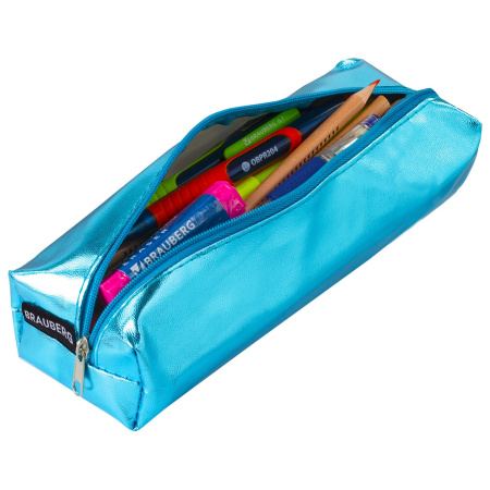 Пенал-косметичка BRAUBERG под искусственую кожу, ассорти 5 цветов, "Винтаж", 20х6х4 см, дисплей, 223268 - Пеналы мягкие