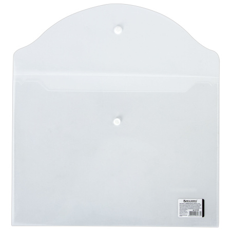 Папка-конверт с кнопкой BRAUBERG, А4, до 100 листов, прозрачная, 0,15 мм, 221638 - Папки-конверты с кнопкой