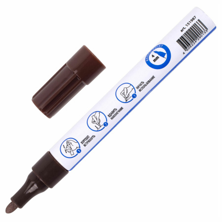 Маркер-краска лаковый EXTRA (paint marker) 4 мм, КОРИЧНЕВЫЙ, УСИЛЕННАЯ НИТРО-ОСНОВА, BRAUBERG, 151987 - Маркеры-краски лаковые