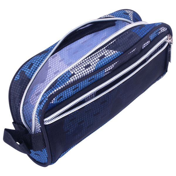 Пенал-косметичка BRAUBERG с ручкой, карман из сетки, полиэстер, "Storm", 20х6х9 см, 229275 - Пеналы мягкие