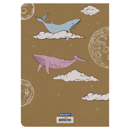 Тетрадь 60 л. в клетку обложка КРАФТ, бежевая бумага 70 г/м2, сшивка, В5 (179х250 мм), КИТЫ, BRAUBERG, 403809 - Тетради более 60 листов