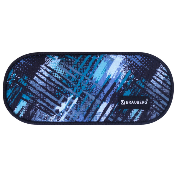 Пенал-косметичка BRAUBERG овальный, полиэстер, "Lines", 22х9х5 см, 229273 - Пеналы мягкие