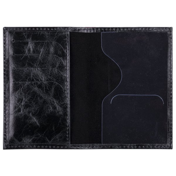 Обложка для паспорта натуральная кожа пулап, "Passport", кожаные карманы, черная, BRAUBERG, 238198 - Обложки для паспорта