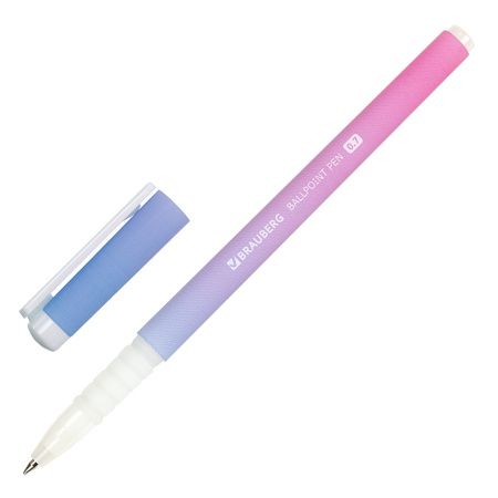 Ручка шариковая BRAUBERG SOFT TOUCH GRIP "GRADE PASTEL", СИНЯЯ, мягкое покрытие, ассорти, узел 0,7 мм, 143711 - Ручки шариковые неавтоматические