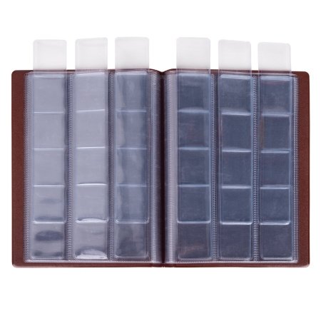 Альбом нумизмата для 90 монет (диаметр до 32 мм), 145х185 мм, коричневый, ОСТРОВ СОКРОВИЩ, 237959 - Альбомы для монет и купюр